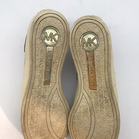 Michael Kors MK  Fashion Sneakers Women's 6M Cap Toe Brown Signature Logo Canvas - Picture 13 of 14